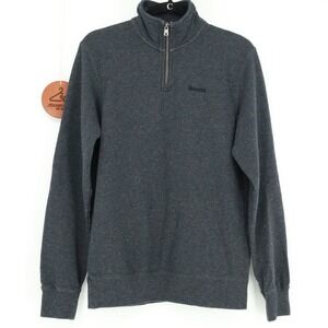 Roots Men's Gray Speckled Cotton‎ Blend Quarter-Zip Pullover Sweater Size XS